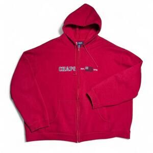 Chaps Ralph Lauren Vintage 90s Red Spellout Hoodie Sweatshirt Streetwear 4XB